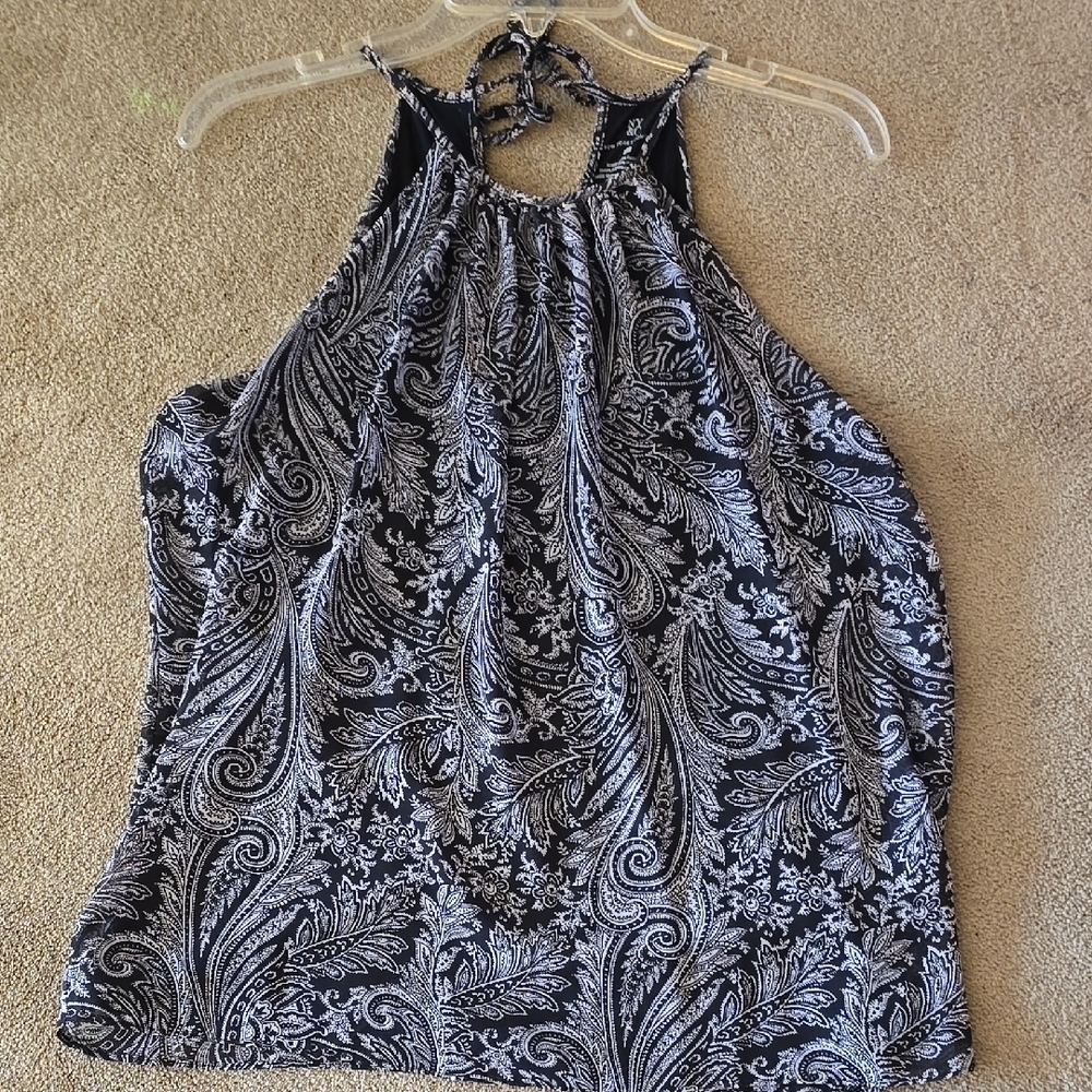 Black and White Paisley Halter Blouse